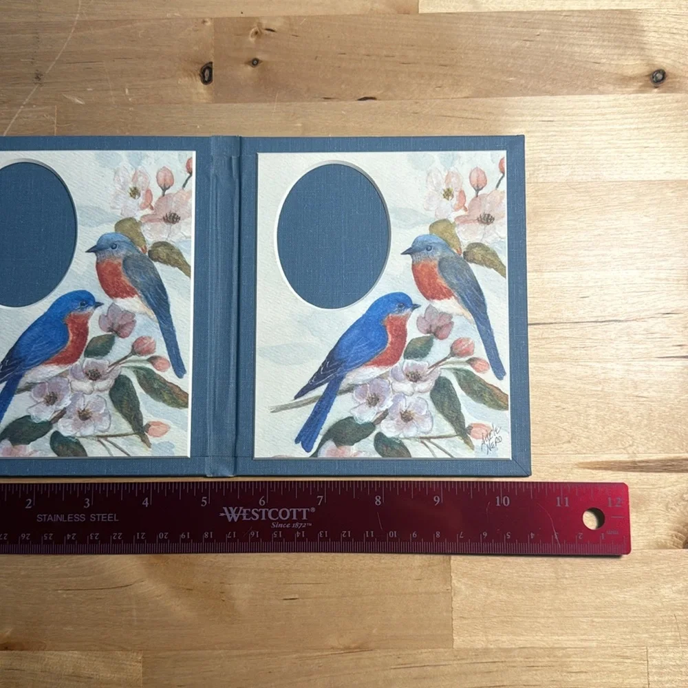 Adele Nero Matted Frame Bluebirds & Blossoms Holds 2 pictures Made in USA